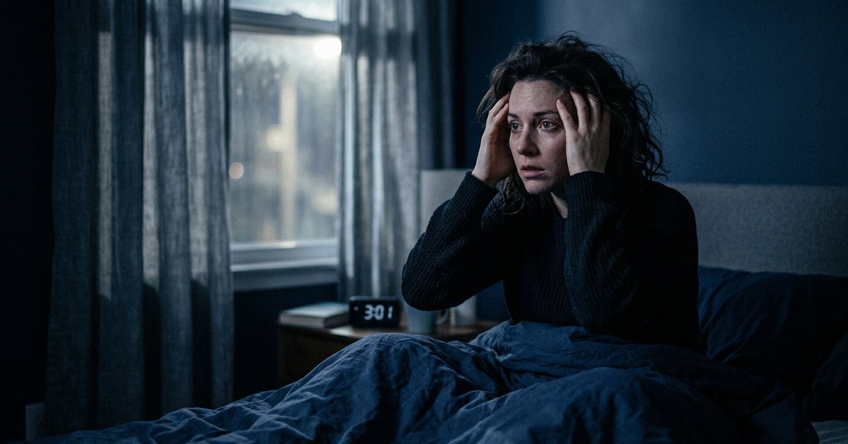 Anxiety, racing thoughts and waking at 3am - photographed for the Why Can't I Sleep guide. Images and Photos created by www.why-cant-sleep.com